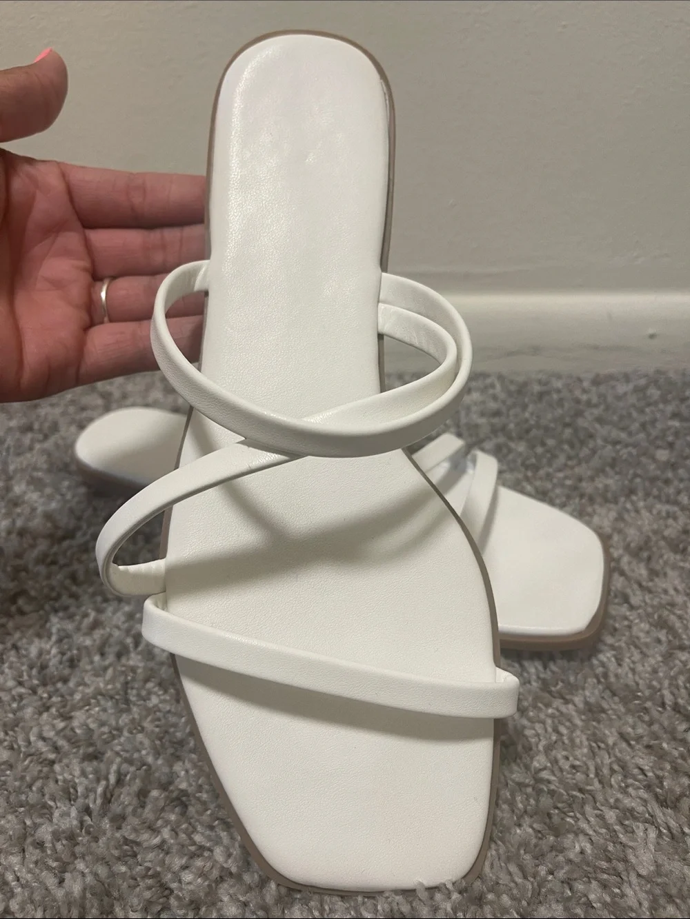 Amazon White Minimalist Strappy Slide Sandals